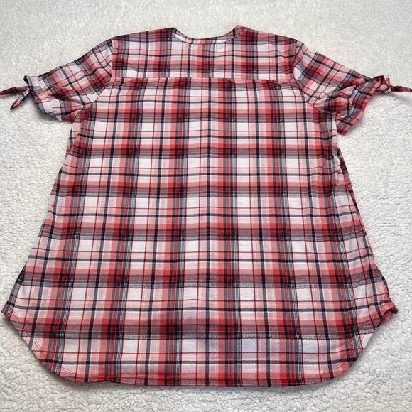 short tie sleeve plaid button up shirt new york laundry sz large - Picture 2 of 4